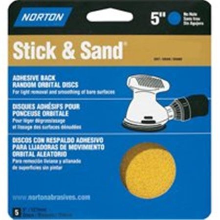 NORTON CO Norton 48907 5 x 5 No Hole Stick & Sand Disc Handy Pack Grit 80 3308814